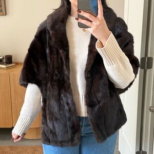 Vintage fur shawl jacket